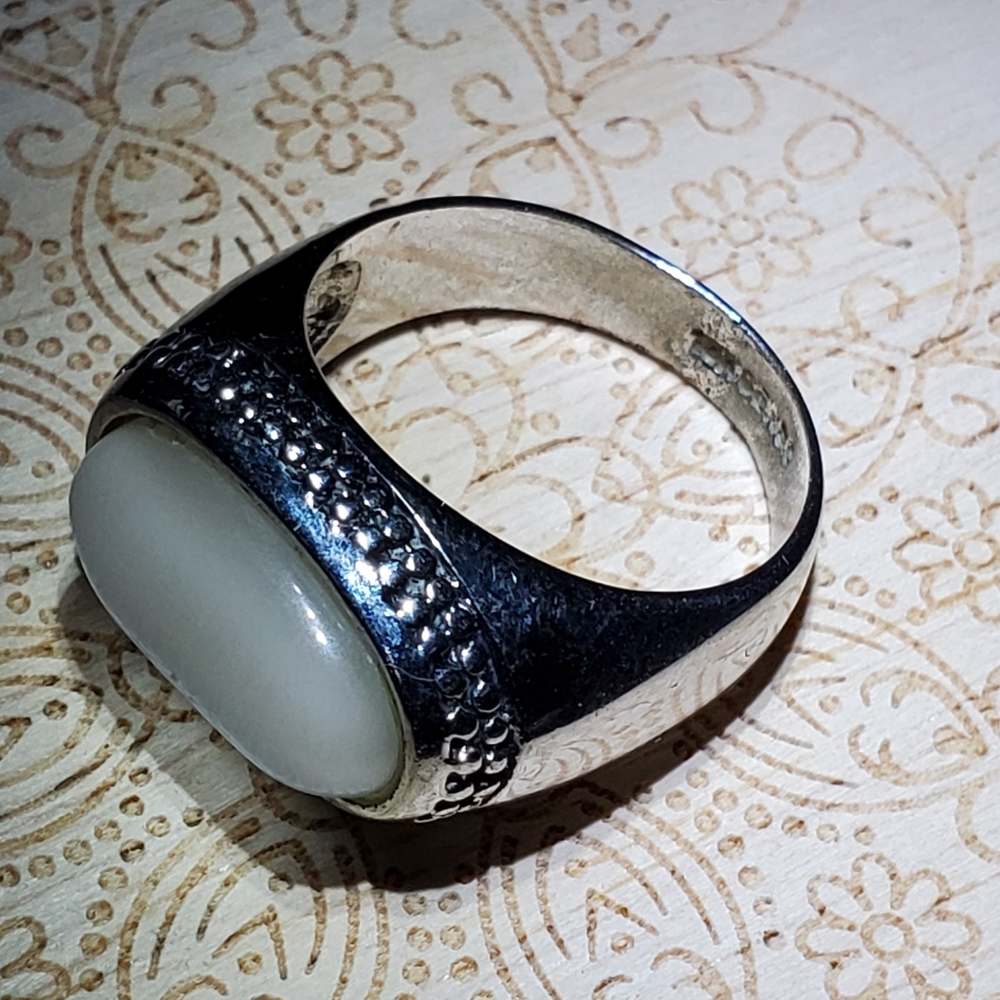 18K Electroplate & Mother-of-Pearl Ring, Sz 9.25